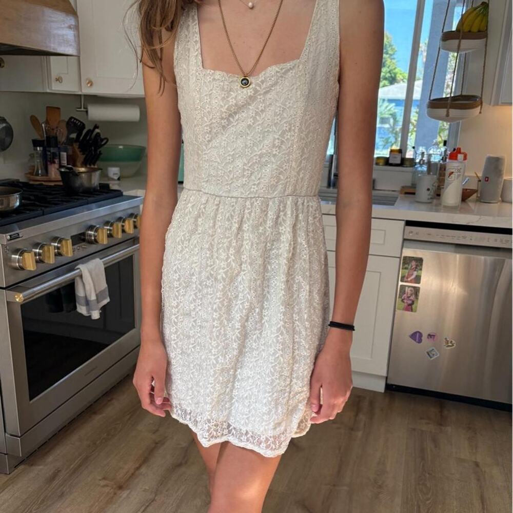 Cottage core white lace mini DRESS